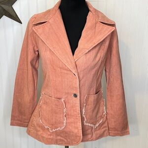Vintage 70’s Pale Pink Blazer with Frayed Pockets Size Extra Small